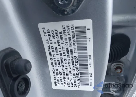 2015 Honda Civic Lx z USA, uszkodzony, nr VIN 19XFB2F58FE232056